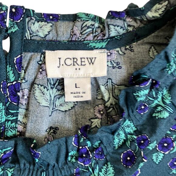 J. Crew Long-sleeve Ruffleneck Poplin Blouse Floral Print Cottagecore Modest Lg - Picture 14 of 16